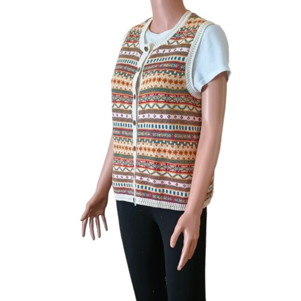 Vintage Floral Embroidered Vest SP Womens Knit Cardigan by Northern Reflections